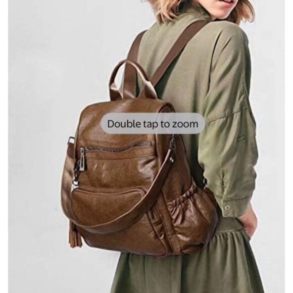 UTO Womens Backpack Purse Convertible Ladies Rucksack Crossbody Brown NEW. main image 9